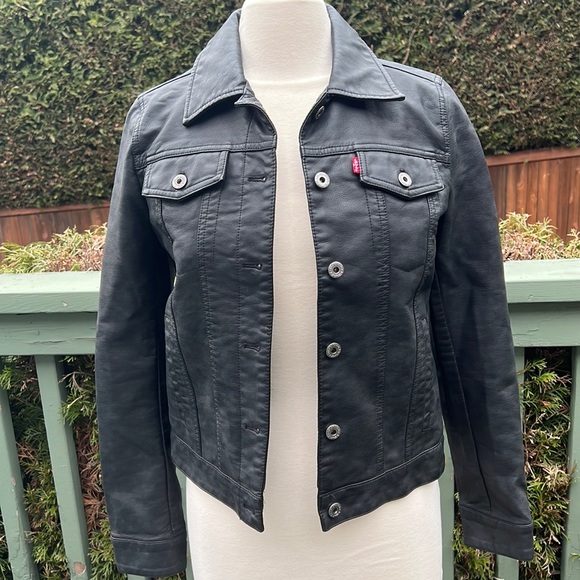 Levi's Jackets & Coats Levis Black Leather Jacket Faux Leather